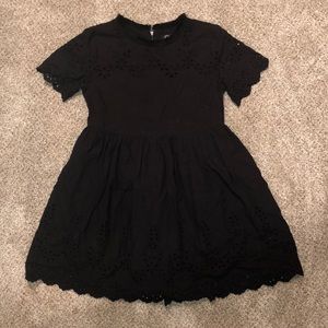 Girls black eyelet dress